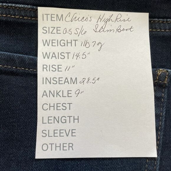 Chico’s Jeans Size 0.5 S/6 Blue Dark Wash HIGH RISE SLIM BOOT Stretch Denim - Picture 8 of 8